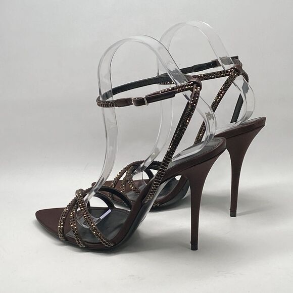 Saint Laurent Ava Sandals in Crepe Satin with Rhinestones size 37.5 - Picture 8 of 16